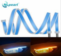 NLpearl 2 ชิ้น ไฟวิ่งกลางวันสำหรับรถยนต์ Daytime Running Lights รางสายยางยืดหยุ่นสองสี Waterproof Flow ไฟเลี้ยวไฟ LED Strip ไฟหน้า