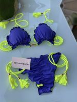 Sexy Blue Bikini 2023 New Bikinis Feminino Swimsuit Solid Bikini Set Braided rope Swimwear Women Bathing Suit Patchwork Biquinis