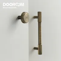 Dooroom Antique Brass Knurling Furniture Handles Long Round Modern Pulls Cupboard Wardrobe Dresser Shoe Box Drawer Cabinet Knobs