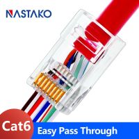 Ez ตัวเชื่อมต่อ Rj45 Cat6 Cat5e สายเคเบิลอีเทอร์เน็ตมีรูผ่านได้ง่าย8p8c ช่องปลั๊กแบบโมดูลาร์ Lan เครือข่าย Cat6