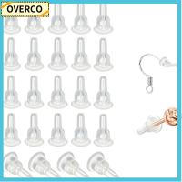 OVERCO 100pcs 10x6mm ต่างหูหลังต่างหู ซิลิโคนทำจากซิลิโคน ฝาครอบเต็มรูปแบบ จุกปิดต่างหูด้านหลัง อุปกรณ์เครื่องประดับอัญมณี นุ่มนุ่มๆ แผ่นรองนิรภัย สำหรับต่างหูตะขอกระดุม