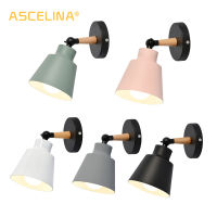 ASCELINA โคมไฟแบ็คดรอปเป่าลม LED สไตล์นอร์ดิก,โคมไฟไม้ทันสมัยไฟห้องนอนโคมไฟห้องนั่งเล่นห้องน้ำของใช้ในบ้านพร้อม Steker Saklar