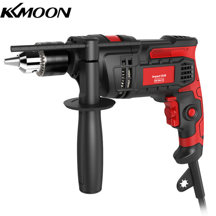 kkmoon-สว่านไร้สาย-hammer-drill-impact-drill-850w-3000-rpm-hand-electric-drill-with-360-rotating-handle-hammer-and-drill-2-mode-in-1-with-depth-gauge-for-drilling-steel-masonry-concrete-wood