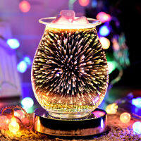 3D Glass Fireworks Electric Aroma Lamp Wax Melt Burner Fragrance Night Light