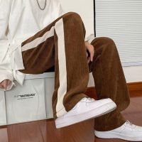 COD SDFERTREWWE ✦MOLLGE✦ Summer Korean Style Casual Pants Mens Solid Color Straight British Trend Wide Leg Corduroy Trousers seluar slack lelaki