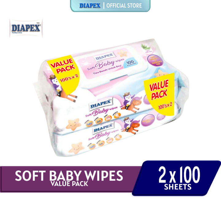 Diapex Soft Baby Wipes 100S x 2Pk Lazada