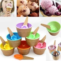 1Set New Kids Ice Cream Bowl Spoon Set Durable Children Gifts Lovely Dessert Bowl DIY Ice Cream Tools icecream bowl spoon