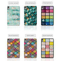 เคสแท็บเล็ตสําหรับ HUAWEI MatePad 11-นิ้ว 2023 รูปแบบสี่เหลี่ยมที่มีสีสันการป้องกันแบบรวมทุกอย่างฝาครอบขาตั้งพับพลิกได้ด้วยฟังก์ชั่นการนอนหลับและปลุกอัตโนมัติ