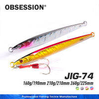 เหยื่อล่อปลาจิ๊กลิ้งจมอย่างรวดเร็ว160G 210G 260G JIG74ตะกั่วปลอมรูปทรงดินสอเหยื่อสปินเนอร์เรืองแสง