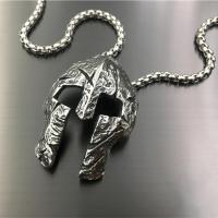 Antique Silver Plated Spartan Warrior Mask Pendant Necklace for Men Biker Necklace Accessories Fashion Chain Necklaces