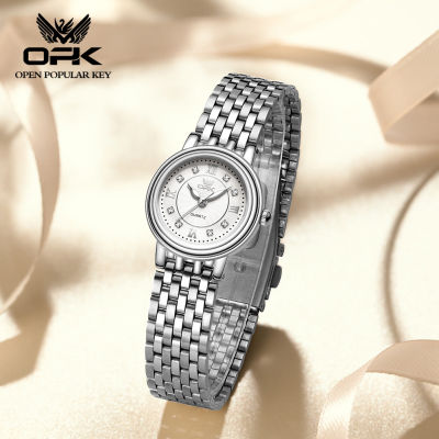 OPK นาฬิกาผู้หญิงของ2023ของแท้นาฬิกากันน้ำสุภาพสตรีสายนาฬิกาโลหะประดับด้วยเพชร