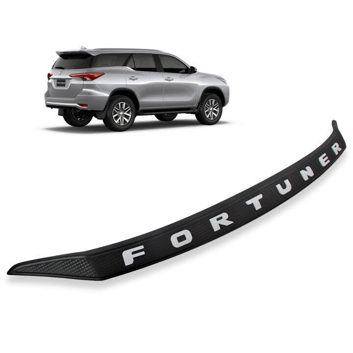 คิ้วฝากระโปรงหน้า-โลโก้ขาว-โตโยต้า-ฟอร์จูนเนอร์-สี-ดำ-ขาว-fortuner-toyota-4-ประตู-ปี2016-2018-ขนาด-119cm-7cm-มีบริการเก็บเงินปลายทาง