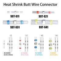 MIDDLE 100PCS กันน้ำกันน้ำได้ SST-S11 S21 S31 S41 AWG22-18 หดด้วยความร้อน ขั้วซีลประสาน ขั้วต่อสายไฟ ปลอกเชื่อมโลหะ