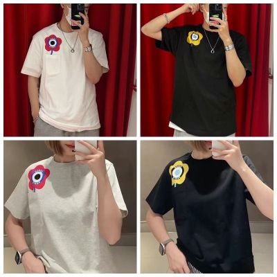 KENZOˉ KENZ Pocket Begonia Flower Men And Women Couple Short-Sleeved T-Shirt Casual Classic Flower Round Neck Loose Tide 2023 Summer