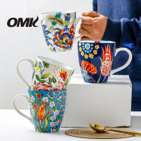 OMK 550มล. แก้วกาแฟแก้วมัคเซรามิคสีสีใต้เคลือบด้วยมือ