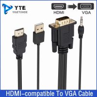YIGETOHDE 1.8m HDMI-compatble To VGA Cable Converter With Audio Power Supply 1080P HDMI Male To VGA Male For PC TV Box Projector