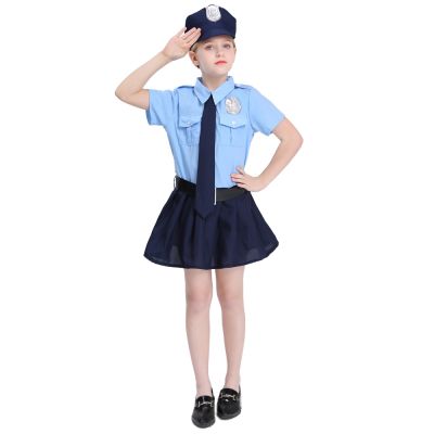 [Cos imitation] สาวน่ารัก Tiny Cop เจ้าหน้าที่ตำรวจ Playtime Cosplay Uniform Kids Coolest Halloween Costume
