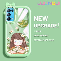 Jlingji เคสสำหรับ OPPO Reno 5 4G Reno 5 5G Reno5 K ค้นหา X3 Lite เคสแฟชั่นรูปโบว์รูปมอนสเตอร์น้อยเคสนิ่มกันกระแทกเคสโทรศัพท์โปร่งใส TPU ซิลิกาเจลป้องกันเลนส์กล้องถ่ายรูป