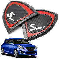 ครอบแก้ม ประตูหน้า รุ่นไม่เว้าไฟเลี้ยว ครอบไฟเลี้ยว สีเคฟล่าดำ จำนวน 2ชิ้น  suzuki Swift Hatchback ซูซูกิ สวิ๊ฟ สวิช ปี 2018 - 2019 5ประตู สินค้าราคาถูก คุณภาพดี Chrome Front Door Low Pillar Cover Trim