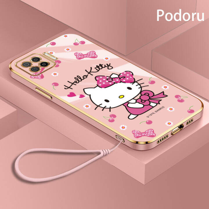 เคส-oppo-a73-f17-2020ชุบทองเรียบง่ายสุดหรูเคสโทรศัพท์-hello-kitty-เคสซิลิโคน-tpu-นิ่ม