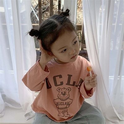 3912 New Korean Childrens T Shirt Boys And Girls Cotton Bottoming Shirt Long Sleeve Cartoon Tops 1-7 Years Kids Casual Tops