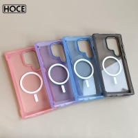 เคสโทรศัพท์สีโปร่งใสแฟชั่นของ HOCE สำหรับ Samsung Galaxy S23เคส S23พิเศษ Magsafe ที่ชาร์จแบบไร้สายกันตก