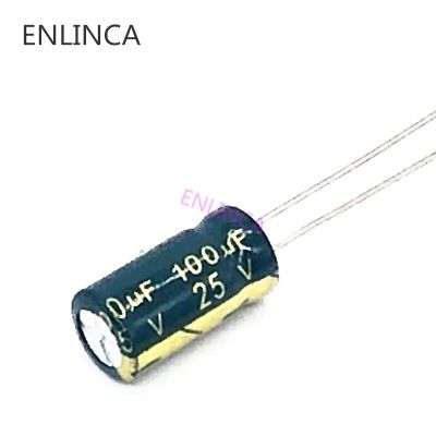 50pcs/lot T01 25V 100UF Low ESR/Impedance High Frequency Aluminum Electrolytic Capacitor Size 6*12 100UF25V 20% Electrical Circuitry Parts