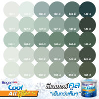 Beger คูลออลพลัส กึ่งเงา สีเขียวอมเทา 1ลิตร 3.78ลิตร และ 9ลิตร สีทาภายนอก และ สีทาภายใน สีน้ำกึ่งเงา สีบ้านเย็น