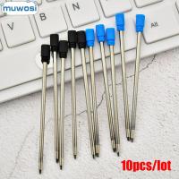 QINXUXU 10 pcs/lot 0.5mm โรงเรียน อุปกรณ์เครื่องเขียน ลายเซ็น แกนกลางปลายปากกา โลหะ ปากกาลูกลื่นแบบเติม หมึกสีน้ำเงิน/ดำ