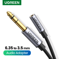 UGREEN 6.5มิลลิเมตรถึง3.5มิลลิเมตรหูฟังอะแดปเตอร์ TRS 6.35มิลลิเมตร14ชายกับ3.5มิลลิเมตร18หญิงสเตอริโอแจ็คอะแดปเตอร์เสียงสำหรับเครื่องขยายเสียงกีต้าร์