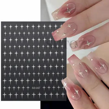 3D Sun Moon Star Nail Stickers Holographic Laser Silver Nail Art