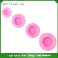 CREATIVE PAVILION ยางกลม3D ล้อรถบรรทุกของ ซิลิโคนทำจากซิลิโคน สีชมพูอมชมพู แม่พิมพ์ดินปั้น ลูกอมแข็งลูกอม 4ชิ้นค่ะ เค้กรูปเค้ก