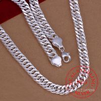 Pure Silver Color Necklaces for Man 6MM 10MM Chain Necklace 20/22/24inch Choker Fashion Male Jewelry Accessories Gifts Bijoux Fashion Chain Necklaces