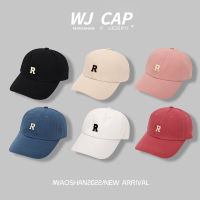 【WJ】 R หมวกตัวอักษรสีพลัมกันแดดอเนกประสงค์หมวกเบสบอลชื้นสำหรับฤดูใบไม้ผลิและเวอร์ชันเกาหลีฤดูร้อน