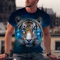 2023 newMens Fashion T-shirt Round Neck Short Sleeve T Shirt 3D Tiger Print Tshirt