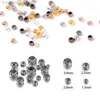 ▨ↂ♟ 200/100Pcs Stainless Steel Positioning Spacer Beads Ball Stopper Crimp End Beads DIY Jewelry Making Necklace Bracelets Supplies