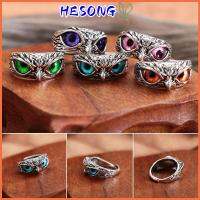 HESONG คู่รัก วันแม่ Retro Animal Style Jewelry Statement Ring Vintage Ring Open Adjustable Owl Eye