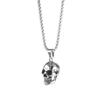 JDY6H Gothic Retro Skull Head Pendant Necklace For Men Gold Silver Color Punk Rapper Skeleton Head Necklaces Boyfriend Jewelry Gift