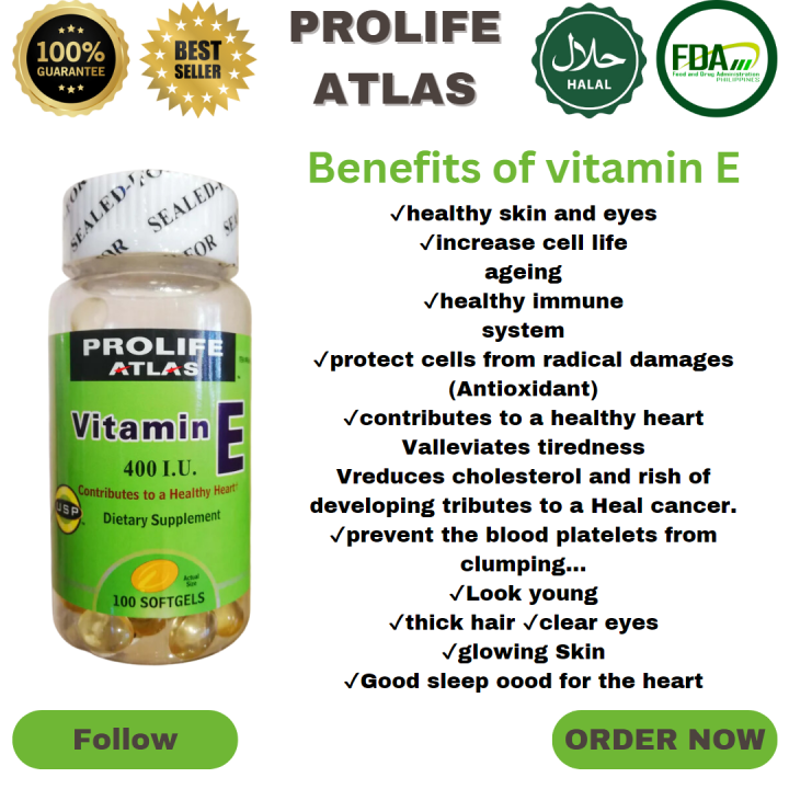 ORIGINAL (PROLIFE) ATLAS VITAMIN E 400 IU 100 SOFTGELS BEST SELLER