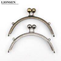 Lionsen เข็มกลัดสีเงินทองแดงโบราณ15.5ซม.,กรอบกระเป๋ากึ่งโลหะทรงกลมหัวกลมสลักลายจูบวินเทจเครื่องประดับกระเป๋าล็อก