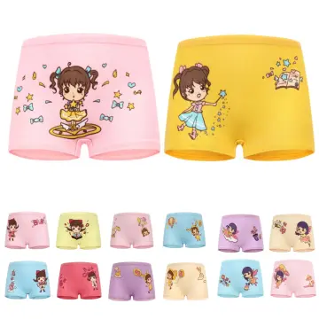 Kids Girls Cotton Boxer Briefs Cute Cartoon Meow Cat Printed