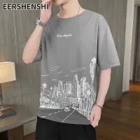 EERSHENSHI เสื้อยืดชายแขนสั้นลำลองและหลวมผู้ชายเสื้อชิ้นบนแขนสั้น