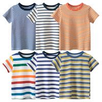 2023 Summer New Short Sleeve T-shirt Boys Girls Striped Cotton Top Children T Shirt O-Neck Kids Clothes Dropshipping