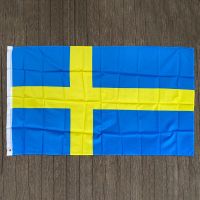 free  shipping  xvggdg   NEW   Swedish   Flag 3ft x 5ft Hanging sweden Flag Polyester standard Flag Banner Cables