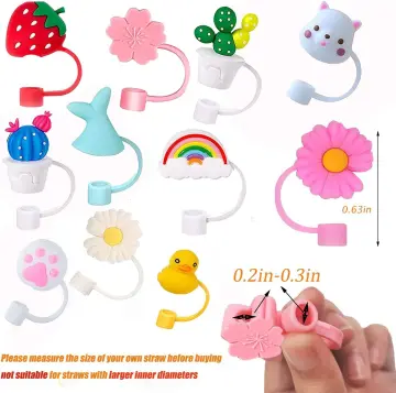 3pcs Glass Straw Cap Dust-proof Cute Girl Straw Cover Accessories