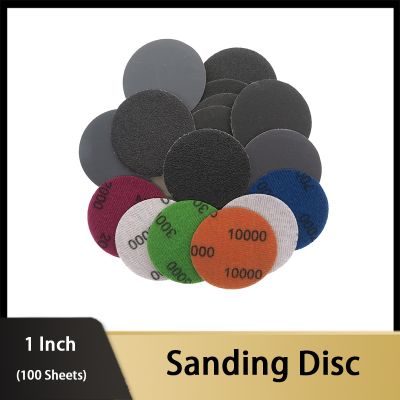 100 Pcs 1 Inch Sanding Disc Wet Dry Sandpaper 400-10000 Variety Grits Grinding Abrasive for Wood Fiberglass Automotive