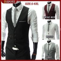 CODDian Zhen 【READY STOCK】Mens Vest Korean Style V Neck Business Formal Slim Fit Cotton Solid Office For Men Plus Size Suit Waistcoat Lelaki XY7412