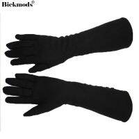 Womens Long Cotton Knitted Gloves Fashion Plus Velvet Autumn and Winter Warm Medium Elastic Straight Style Gloves