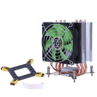 Lanshuo Pure Copper 4 Heat Pipe Thermal Processor Cooler For Lga /1150 / 1151/1155/1156/1366 Intel Multi-Platform Cpu Radiator 3 Wire Without Light Single Fans(Green)