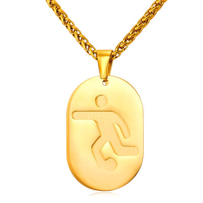 Collare Sport Gym Basketball Necklaces &amp; Pendants Gold Color Stainless Steel Fitness Double Dog Tag For Men Jewelry P935